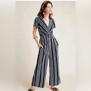 Anthropologie Dolan Canovas navy and white stripped jumpsuit